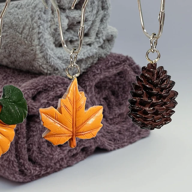 Alt view image 5 of 6 - Pumpkin Maple Leaves Shower Curtain Hooks, Fall Shower Curtain Hooks