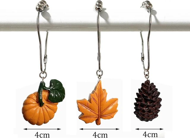 Alt view image 6 of 6 - Pumpkin Maple Leaves Shower Curtain Hooks, Fall Shower Curtain Hooks
