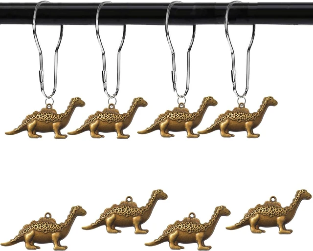Main image of Stainless Steel Decorative Shower Hangers Rings for Bathroom, 12 Pcs Dinosaur Shower Curtain Hooks Dinosaur Bathroom Decor Decorative Shower Hooks for Shower Curtain, Dinosaur Shower Curtain