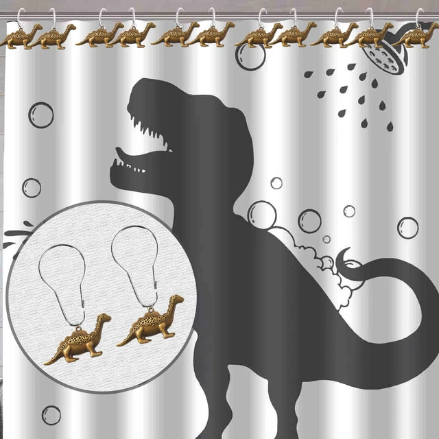 Alt view image 4 of 7 - Stainless Steel Decorative Shower Hangers Rings for Bathroom, 12 Pcs Dinosaur Shower Curtain Hooks Dinosaur Bathroom Decor Decorative Shower Hooks for Shower Curtain, Dinosaur Shower Curtain