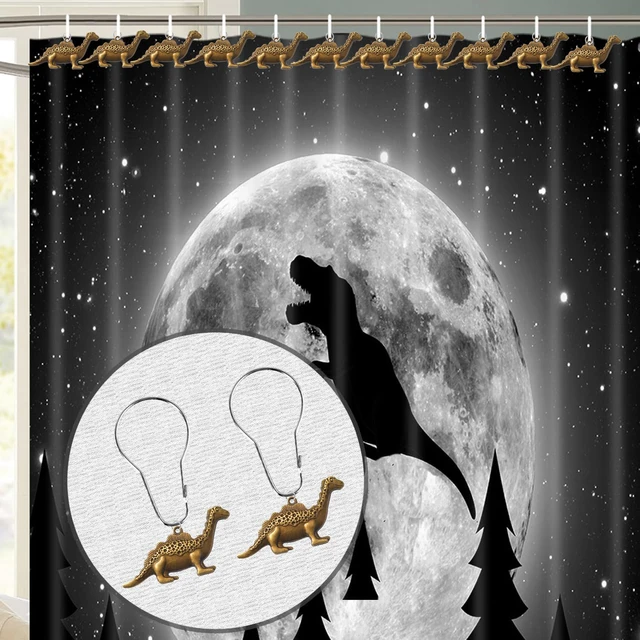 Alt view image 5 of 7 - Stainless Steel Decorative Shower Hangers Rings for Bathroom, 12 Pcs Dinosaur Shower Curtain Hooks Dinosaur Bathroom Decor Decorative Shower Hooks for Shower Curtain, Dinosaur Shower Curtain