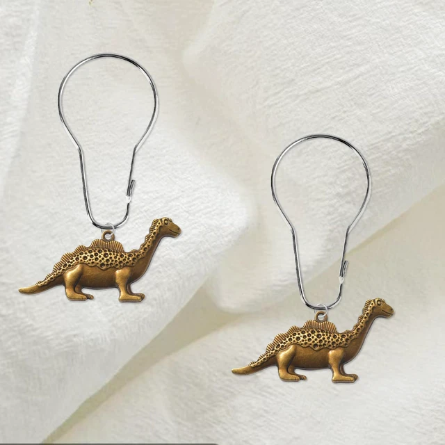 Alt view image 6 of 7 - Stainless Steel Decorative Shower Hangers Rings for Bathroom, 12 Pcs Dinosaur Shower Curtain Hooks Dinosaur Bathroom Decor Decorative Shower Hooks for Shower Curtain, Dinosaur Shower Curtain