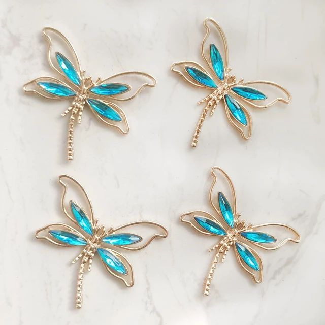 Alt view image 3 of 6 - Crystal Dragonfly Shower Curtain Hooks Brushed Nickel Shower Curtain Rings