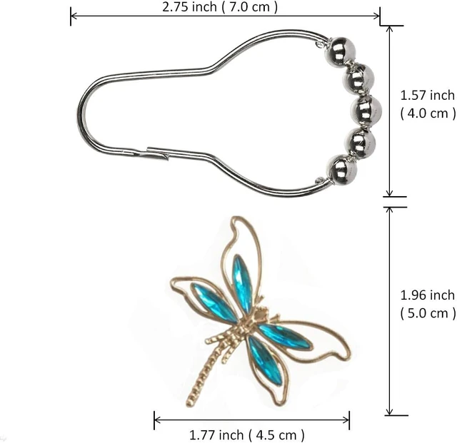 Alt view image 4 of 6 - Crystal Dragonfly Shower Curtain Hooks Brushed Nickel Shower Curtain Rings