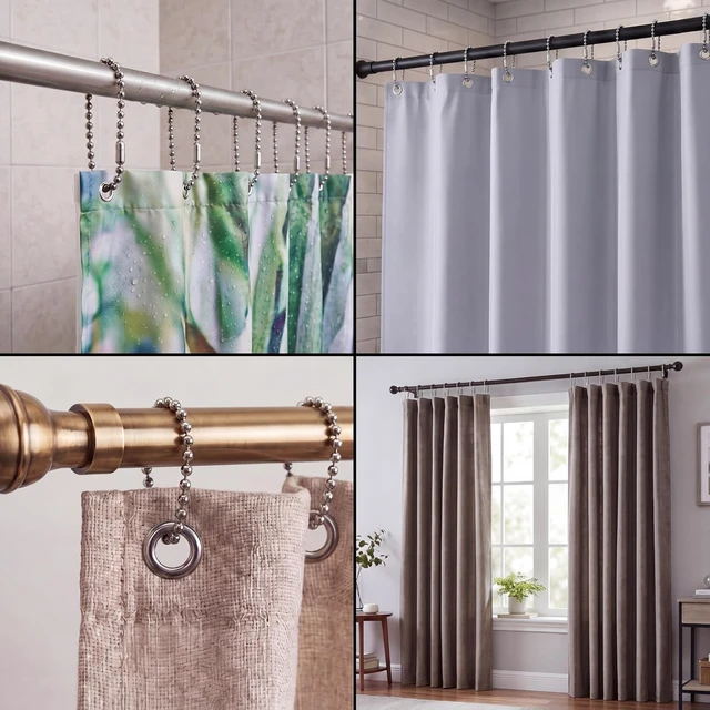 Alt view image 3 of 7 - Silver, 6 Inch, 150 Pieces Shower Curtain Hooks
