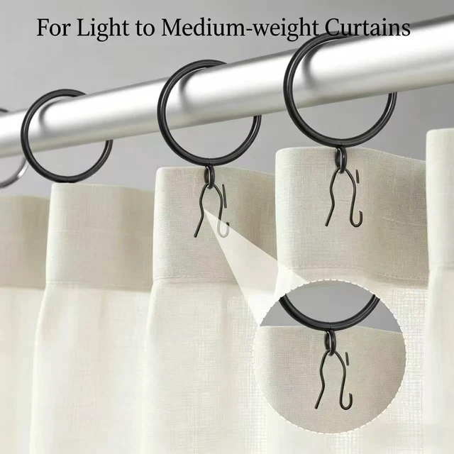 Alt view image 5 of 7 - Black, 50 Pcs Curtain Rings and Hooks 1.52 Inch - Stainless Steel Shower Curtain Rings and Hooks with Eyelets for Curtains Rods and Bathroom Shower Rods