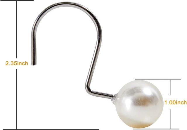 Alt view image 4 of 7 - Ivory Artifical Pearl and Rustproof Metal Unique Cute Shower Hooks for Country Farmhouse Shabby Chic Shower Curtain Bathroom Decor, Elegant Pearl Decorative Shower Curtain Hooks Rings 12PCS