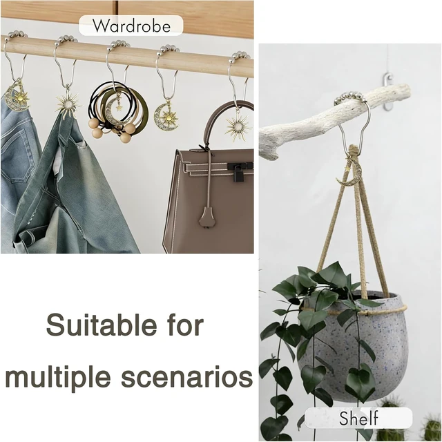 Alt view image 6 of 7 - Antique Bronze Shower Curtain Rings with Smooth Glide Rollers (Bronze), Sun Moon Stars Boho Bathroom Decor, Celestial Shower Curtain Hooks 12 Pack