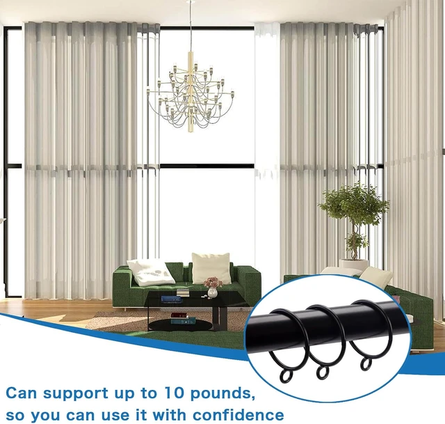 Alt view image 6 of 7 - Shower Curtain Rings 24pcs Black, 1.25inch Heavy Duty Rustproof Metal Drapery Rings, Openable Curtain Rings with Eyelets