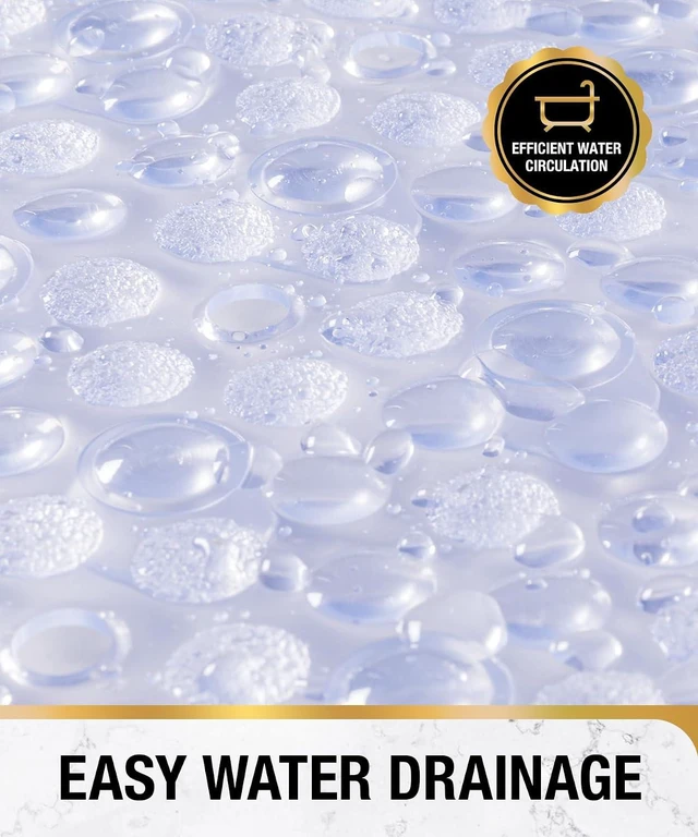 Alt view image 4 of 7 - Machine Washable Oval Bathroom Shower Rug, Transparent Non-Slip Bubble Bath Tub Mat with Suction Cups and Drain Holes