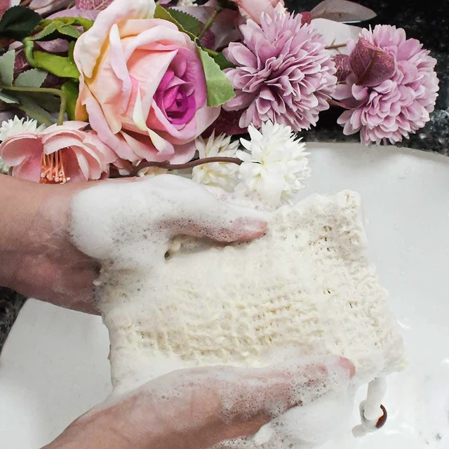 Alt view image 5 of 7 - Plastic-Free Foaming & Drying Bags, Natural Sisal Mesh Soap Saver Pouches with Drawstring for Exfoliating Bath and Shower