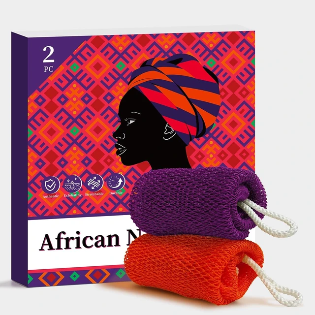 Alt view image 9 of 11 - African Net Sponge Authentic 2 Pack, Exfoliating Body Scrubber for Daily Use, Back Scrubber Bath Sponges for Women Men, Travel Portable Body Care Shower Accessories(Purple & Pink)