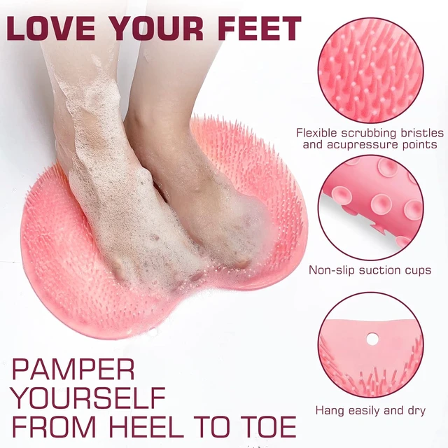 Alt view image 2 of 7 - Back Exfoliating Bath Wash Pad for Men and Women, Wall Mounted Shower Foot Scrubber Mat with Suction Cups