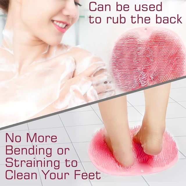 Alt view image 3 of 7 - Back Exfoliating Bath Wash Pad for Men and Women, Wall Mounted Shower Foot Scrubber Mat with Suction Cups