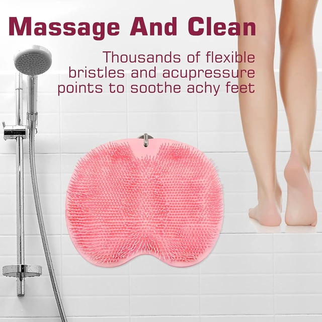 Alt view image 6 of 7 - Back Exfoliating Bath Wash Pad for Men and Women, Wall Mounted Shower Foot Scrubber Mat with Suction Cups