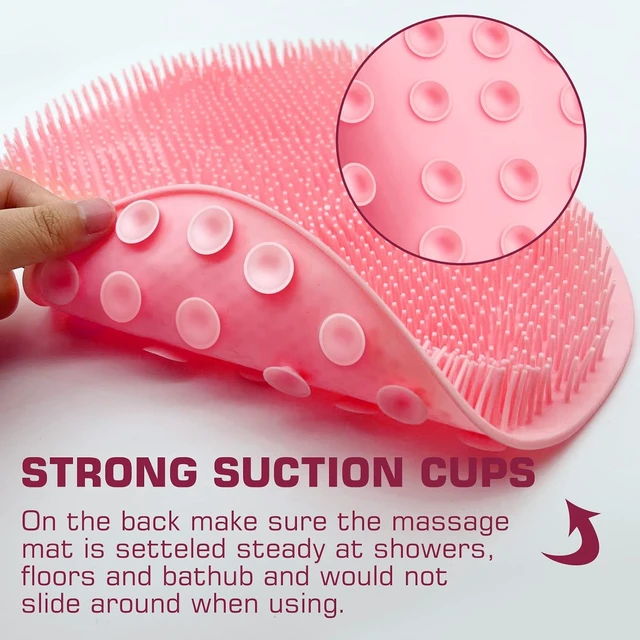 Alt view image 5 of 7 - Back Exfoliating Bath Wash Pad for Men and Women, Wall Mounted Shower Foot Scrubber Mat with Suction Cups