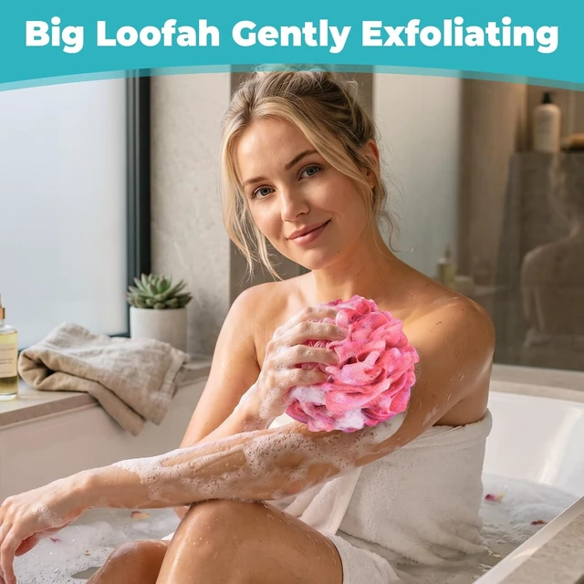 Alt view image 5 of 6 - Large Loofah Bath Sponge Set