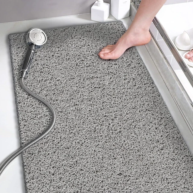 Main image of Suction Cup Free Quick-Dry Bath Rug, Non-Slip PVC Shower Floor Mat with Loofah Texture