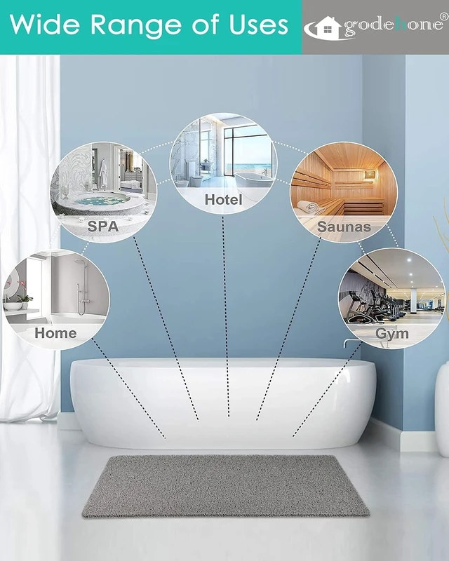 Alt view image 4 of 5 - Suction Cup Free Quick-Dry Bath Rug, Non-Slip PVC Shower Floor Mat with Loofah Texture