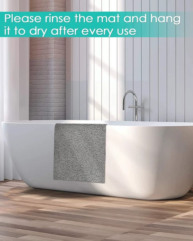 Alt view image 5 of 5 - Suction Cup Free Quick-Dry Bath Rug, Non-Slip PVC Shower Floor Mat with Loofah Texture