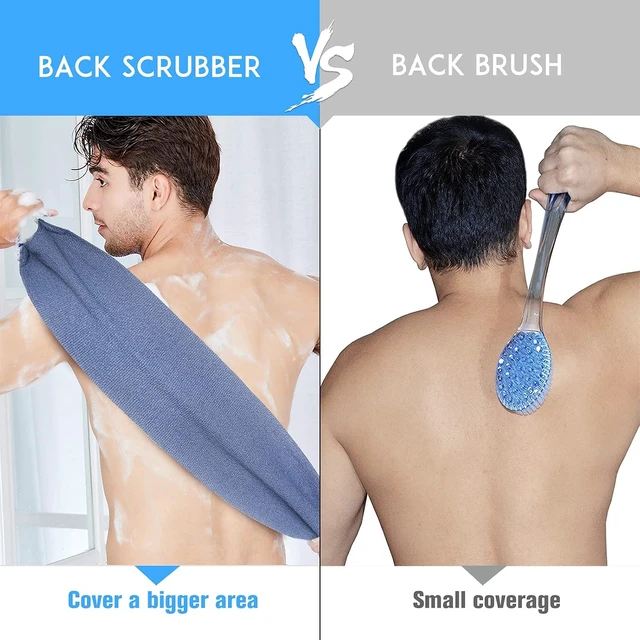 Alt view image 2 of 7 - Stretchable Loofah Bath Brush for Deep Cleaning Hard-to-Reach Areas, Extended Reach Exfoliating Body Wash Tool for Men & Women, Long Handle Shower Back Scrubber