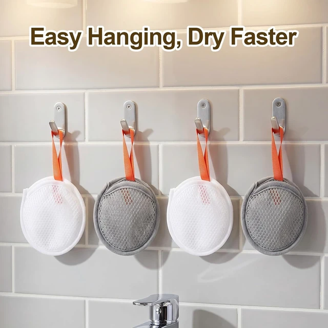Alt view image 6 of 7 - Mesh Soap Saver Bags with Drawstring Double Layer Exfoliating Pouch for Bar Soaps Gentle Foaming Drying Holder for Shower Body Facial