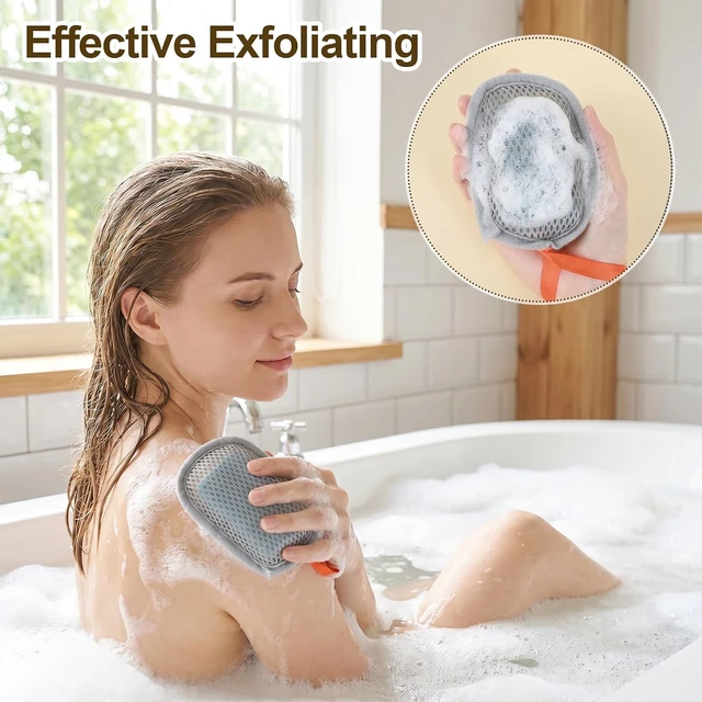 Alt view image 7 of 7 - Mesh Soap Saver Bags with Drawstring Double Layer Exfoliating Pouch for Bar Soaps Gentle Foaming Drying Holder for Shower Body Facial