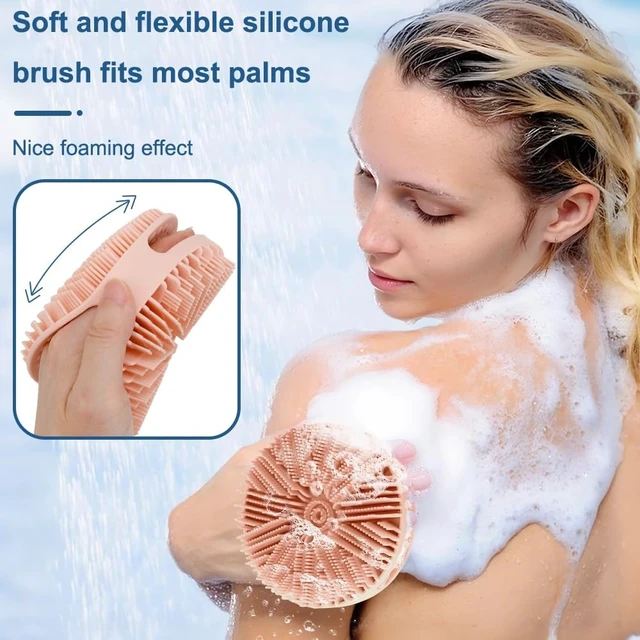 Alt view image 3 of 7 - Rich Lather Bath Sponge, Soft 2-in-1 Exfoliating Shower Loofah Brush for Men & Women, Dual-Sided Silicone Body Scrubber Set