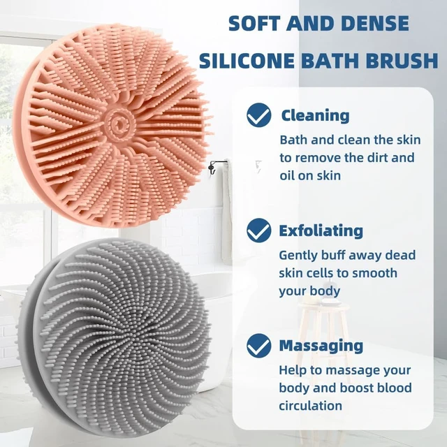 Alt view image 5 of 7 - Rich Lather Bath Sponge, Soft 2-in-1 Exfoliating Shower Loofah Brush for Men & Women, Dual-Sided Silicone Body Scrubber Set