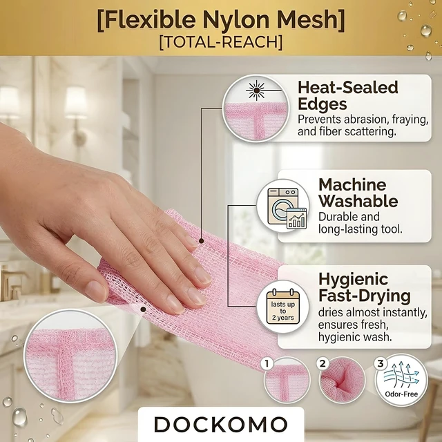 Alt view image 2 of 6 - African Net Sponge - Long Exfoliating Body Scrubber for Shower - Fast-Drying Nylon Mesh Wash Net & Sapo Sponge for Back Scrubbing & Smoother Skin