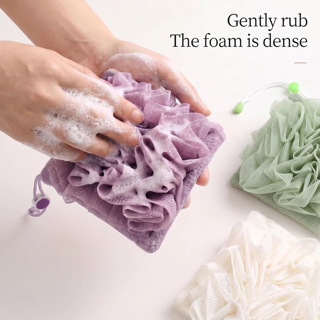 Alt view image 4 of 7 - Reusable 2-in-1 Body Wash Sponge, Set of 3 Exfoliating Soap Bar Loofah Pouches