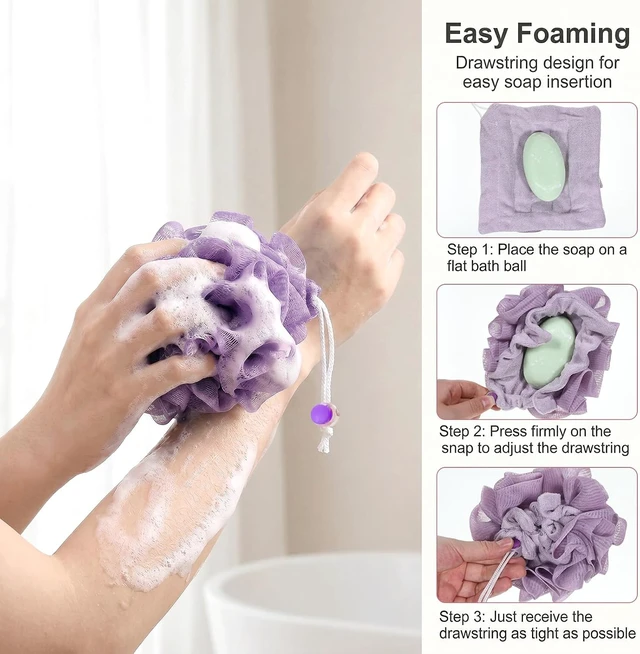 Alt view image 3 of 7 - Reusable 2-in-1 Body Wash Sponge, Set of 3 Exfoliating Soap Bar Loofah Pouches