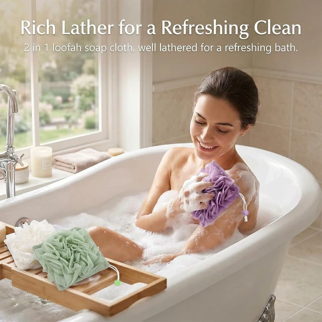 Alt view image 5 of 7 - Reusable 2-in-1 Body Wash Sponge, Set of 3 Exfoliating Soap Bar Loofah Pouches