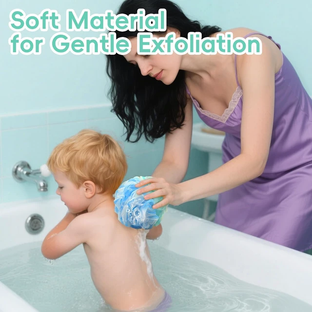 Alt view image 3 of 7 - Set of 4 Large Soft Natural Loofah Bath Sponges Thick Body Wash Puffs for Showering