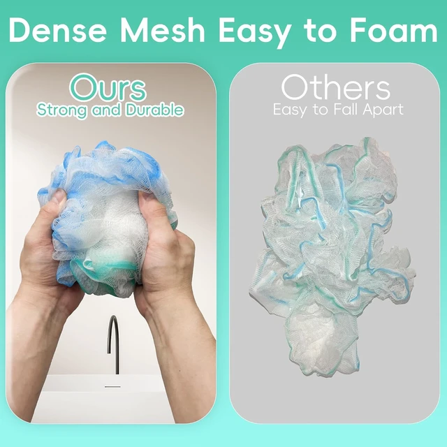 Alt view image 4 of 7 - Set of 4 Large Soft Natural Loofah Bath Sponges Thick Body Wash Puffs for Showering