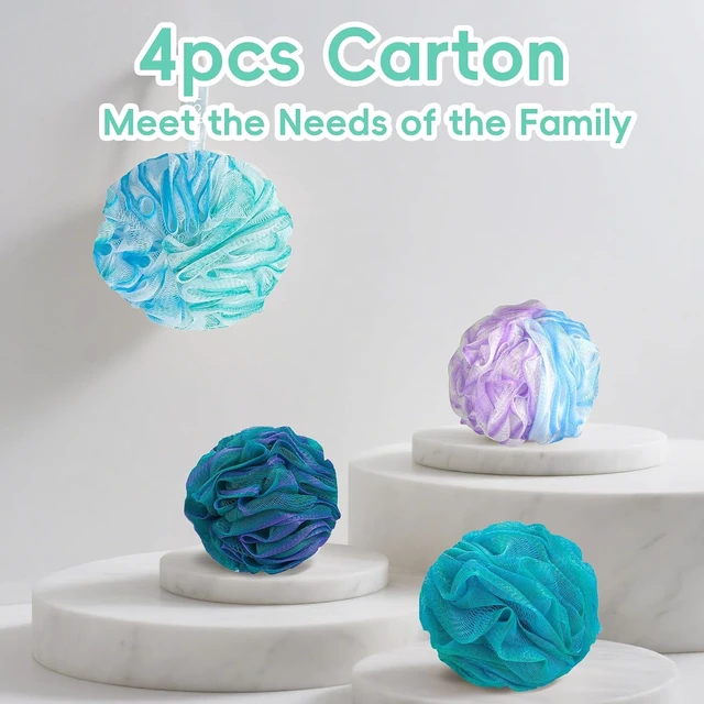 Alt view image 6 of 7 - Set of 4 Large Soft Natural Loofah Bath Sponges Thick Body Wash Puffs for Showering