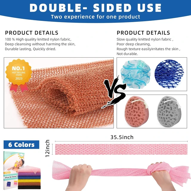 Alt view image 3 of 7 - African Net Sponge Exfoliating Long Bath Scrubber