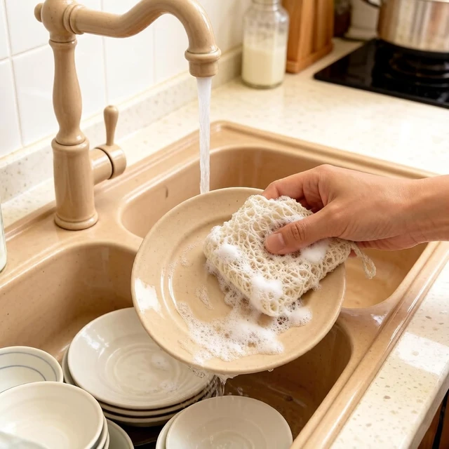 Alt view image 3 of 7 - Pure Luffa Scrubber for Washing Dishes