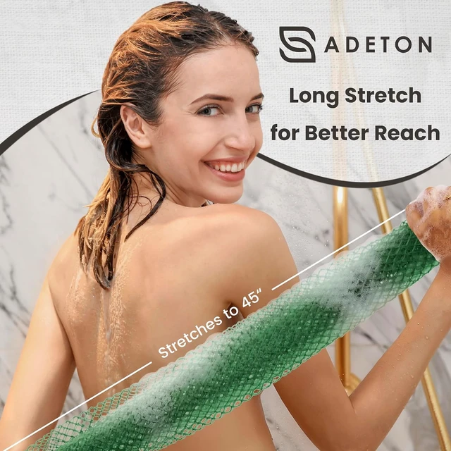 Alt view image 4 of 7 - Back Scrub for Shower, Nylon Loofah Washcloth, Sapo Bath Sponge, Exfoliating Body Scrubber, Authentic African Net Sponge with Knots