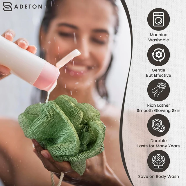 Alt view image 7 of 7 - Back Scrub for Shower, Nylon Loofah Washcloth, Sapo Bath Sponge, Exfoliating Body Scrubber, Authentic African Net Sponge with Knots