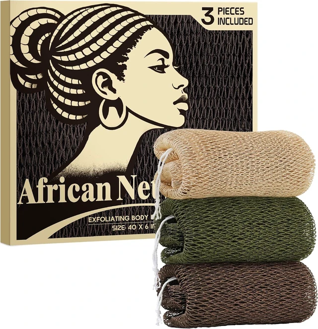 Main image of Genuine African Exfoliating Net Sponge - Body Scrubber Washcloth for Back & Shower - Bath Loofah Essentials for Women