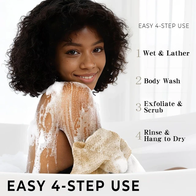 Alt view image 3 of 6 - Genuine African Exfoliating Net Sponge - Body Scrubber Washcloth for Back & Shower - Bath Loofah Essentials for Women