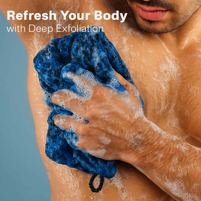 Alt view image 4 of 7 - Back Cleaning Lufa Sponge Cloth for Shower Bath Use, Double-Sided Exfoliating Body Scrubber Towel