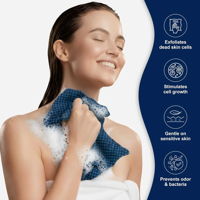 Alt view image 6 of 7 - Back Cleaning Lufa Sponge Cloth for Shower Bath Use, Double-Sided Exfoliating Body Scrubber Towel
