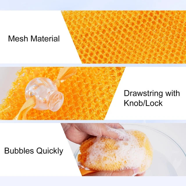 Alt view image 3 of 7 - Set of 6 Hanging Mesh Soap Saver Bags with Drawstring for Shower Body Wash Bar