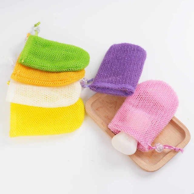 Alt view image 4 of 7 - Set of 6 Hanging Mesh Soap Saver Bags with Drawstring for Shower Body Wash Bar