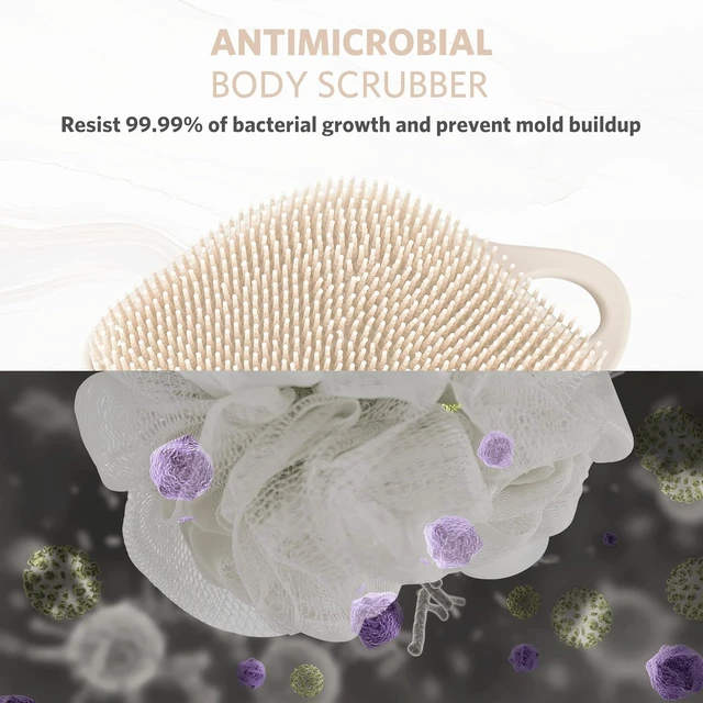 Alt view image 3 of 7 - Leaf Shaped Loofah with Lathering Bristles, Gentle Exfoliating Shower Brush for Sensitive Skin, Silicone Body Scrubber