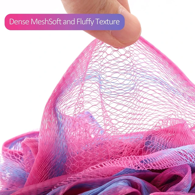 Alt view image 2 of 7 - Set of 4 Mesh Bath Poufs Exfoliating Body Scrubbers Soft Loofah Sponge Balls for Shower Cleansing