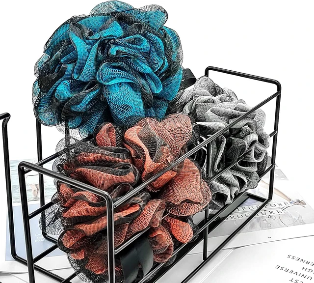 Alt view image 7 of 7 - Pack of 3 for Women and Men, Exfoliating Mesh Pouf Bath Bouquet, Loofah Shower Sponge Body Scrubber