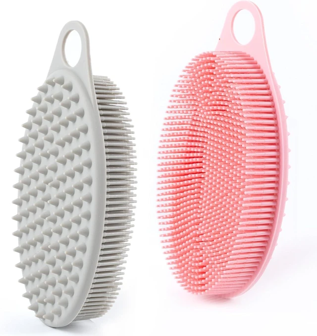 Main image of High Foam, Easy Clean, Dual-Purpose Shower Massager & Body Brush, Soft Exfoliating Loofah for Sensitive Skin, Silicone Body Scrubber Set
